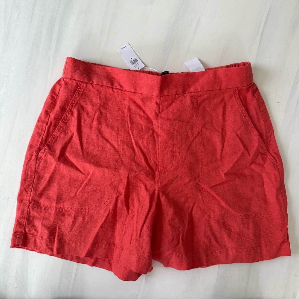 Women's Red Linen Shorts
